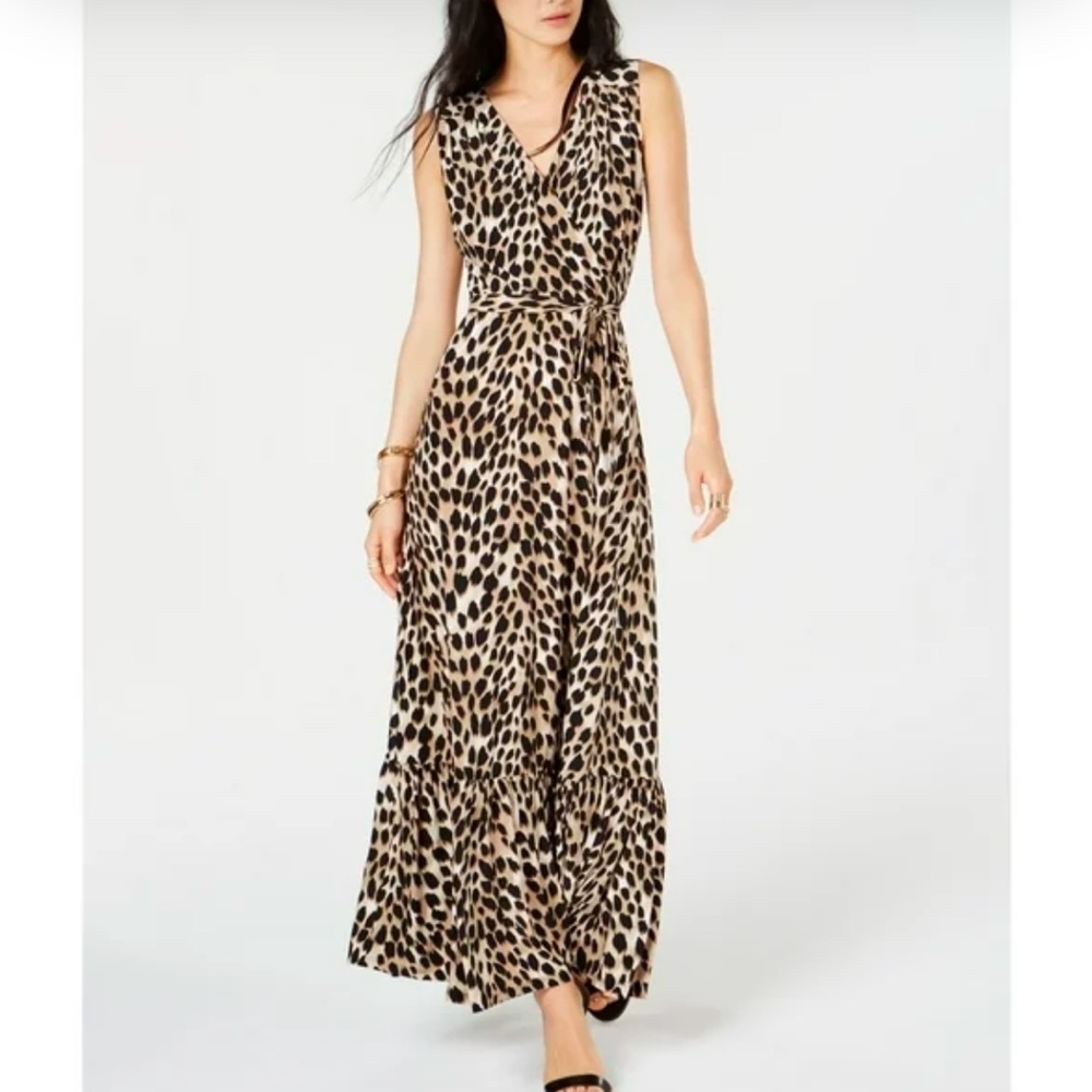Anne Klein Leopard Print FauxWrap 
Lined Dress ,Tie Belt, Sz4 Like new -Stunning